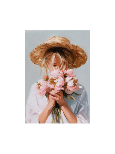 КАРТИНА С РЪЧНО РИСУВАНИ ЕЛЕМЕНТИ 70/100 СМ