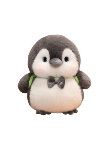 Плюшен пингвин Бруно със зелена раничка, черен, 25 см