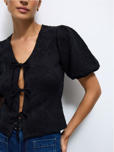 Mohito - Блуза с детайл възел - черен