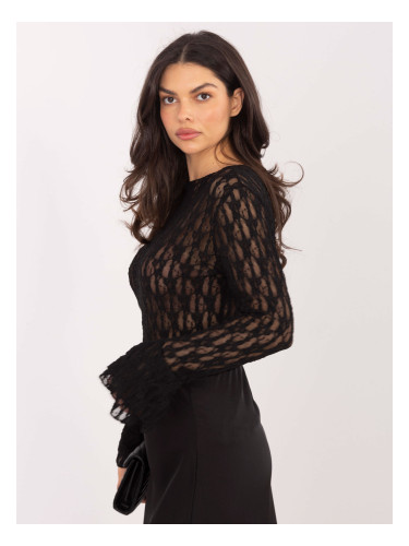 Черна дантелена блуза
