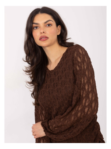 Кафява рокля с дълъг ръкав и суитчър