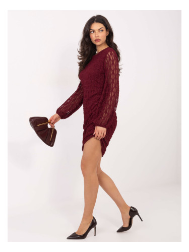 Бордо дантелена рокля