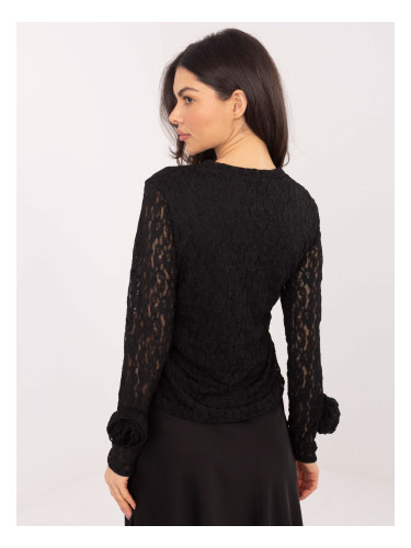Черна дантелена блуза