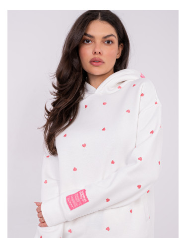 Бял суичър с качулка със сърца