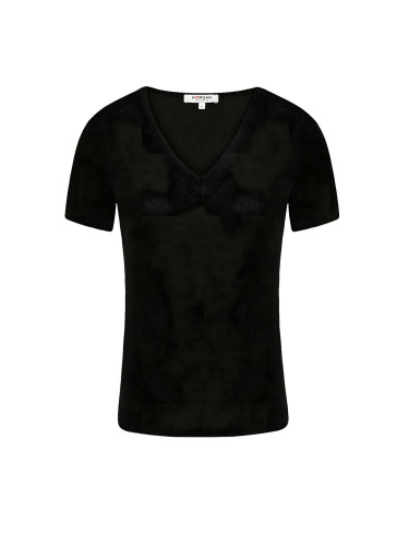 Черна тениска с V-образно деколте Morgan De Toi