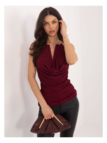 Бордови топ с деколте