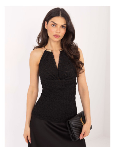 Черен дантелен топ без ръкави
