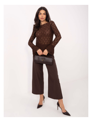 Кафява дантелена блуза