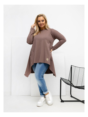 Туника с големи размери в светло кафяво