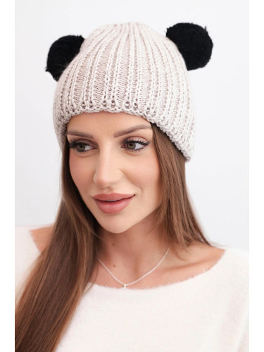 Дамска зимна шапка с помпони Kesi K433 бежова