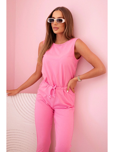 Розов гащеризон без ръкави с колан