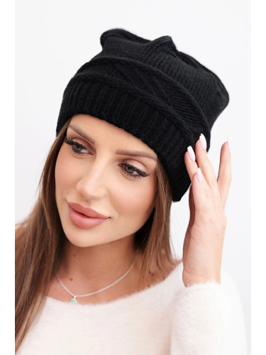 Дамска зимна шапка с плетен модел K428 черна