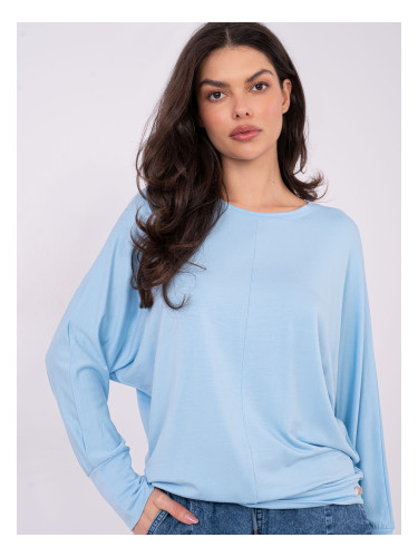 Светлосиня блуза с дълъг ръкав