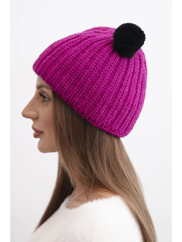 Дамска зимна шапка с помпон Kesi K433 цвят фуксия