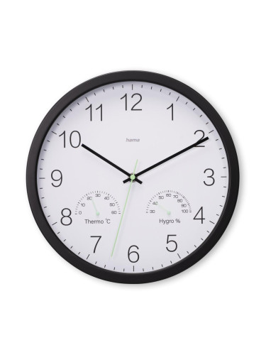 HAMA Стенен часовник “Santorini”, без тиктакане, Термо/хигрометър, &Os