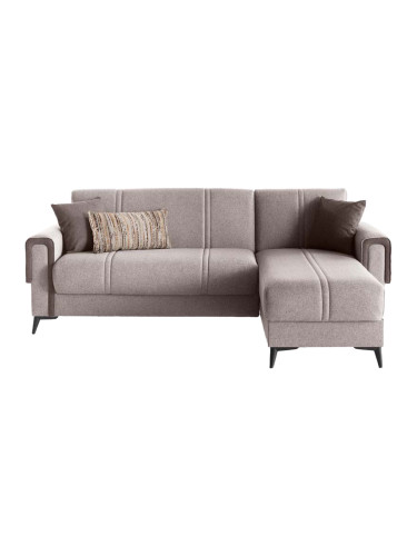 БЕЖОВО/КАФЯВА ХОЛНА ГАРНИТУРА МАРБЕЛА 238/158/88CМ С ФУНКЦИЯ СЪН 195/111СМ