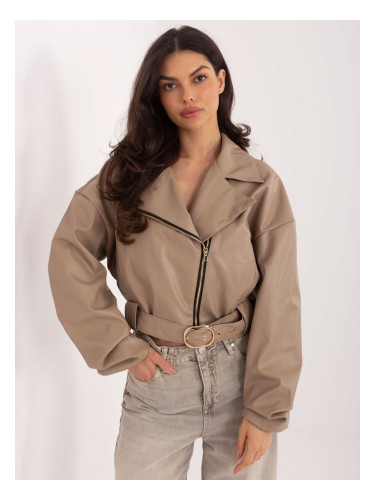 Бежово кожено яке