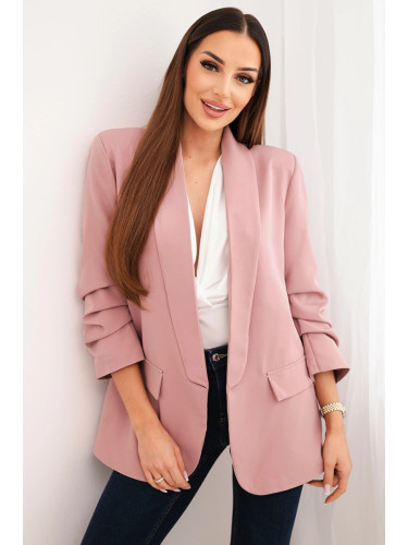 Елегантен блейзър с ревери, тъмно розов