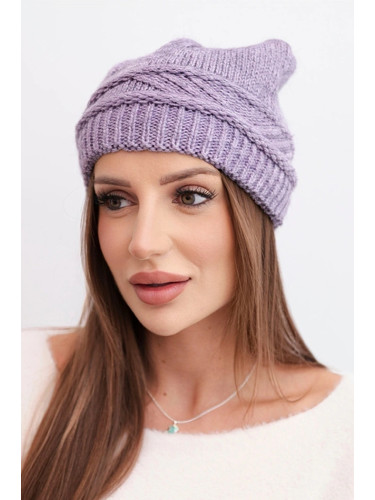 Дамска зимна шапка Kesi с плетен модел, лилава