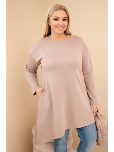 Рокля от вискоза с големи размери и асиметричен подгъв