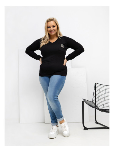 Черна блуза с дълъг ръкав plus size