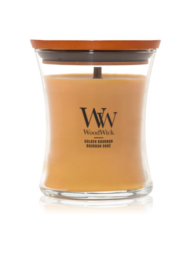 Woodwick Opulent Wood Golden Bourbon ароматна свещ с дървен фитил (hearthwick) 275 гр.