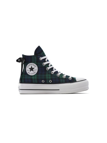 Converse Chuck Taylor All Star Lift Platform Plaid Жени - Спортни обувки Converse - Зелен - A13879C-4.5 - Size: 4.5