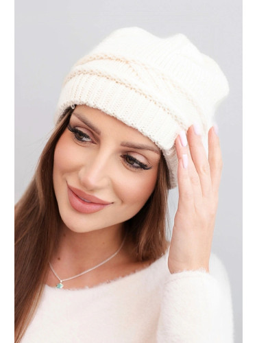 Kesi Women's winter hat made of wool with a woven pattern K428 light beige