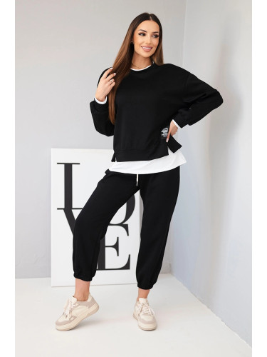 Kesi Włoski Women's set with a loose sweatshirt and sweatpants butter black