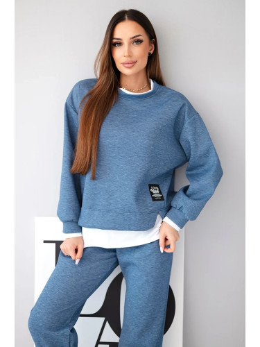 Kesi Włoski Women's set with a loose sweatshirt and sweatpants denim melange