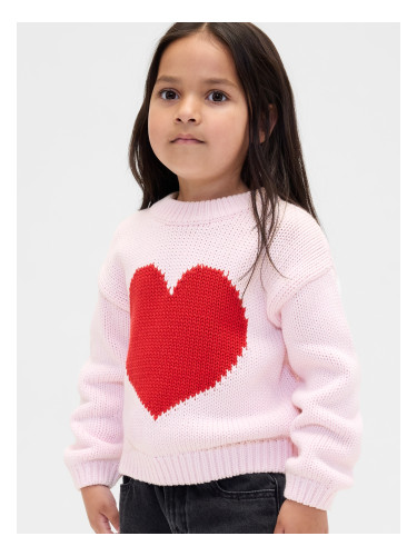 Детски плетен пуловер със сърце