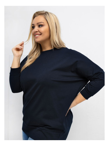 Суитшърт с големи размери в тъмносиньо