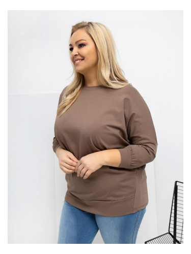 Суитшърт с големи размери в тъмнобежово