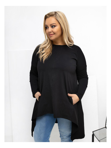Черна блуза с големи размери и джобове