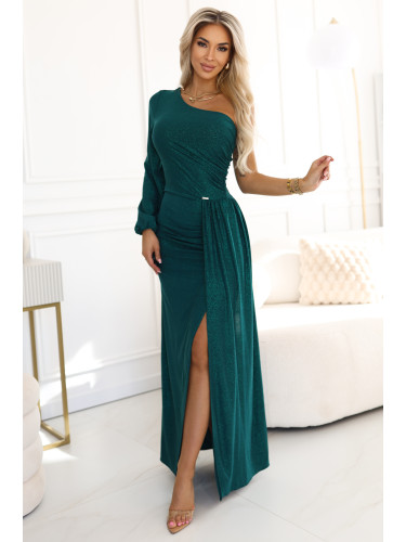 Макси рокля с едно рамо и брокат