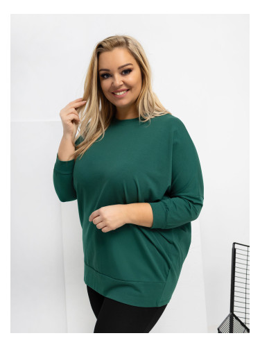 Суитшърт с големи размери в тъмнозелено