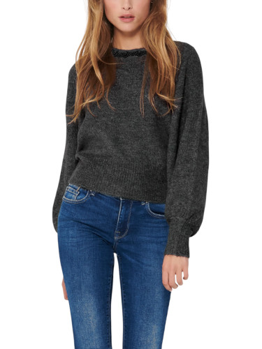 Тъмносив пуловер с дълги ръкави