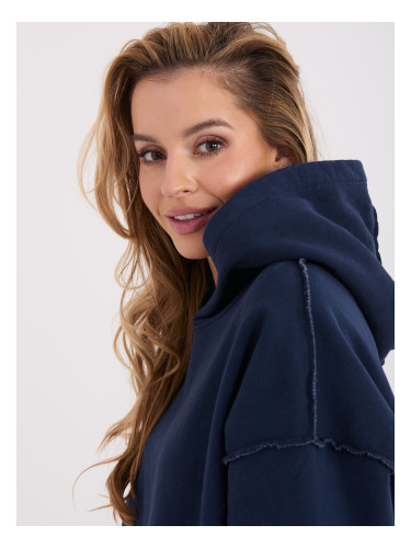 Дамски суичър с качулка, тъмносин