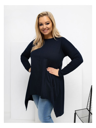 Туника за големи размери в тъмносиньо