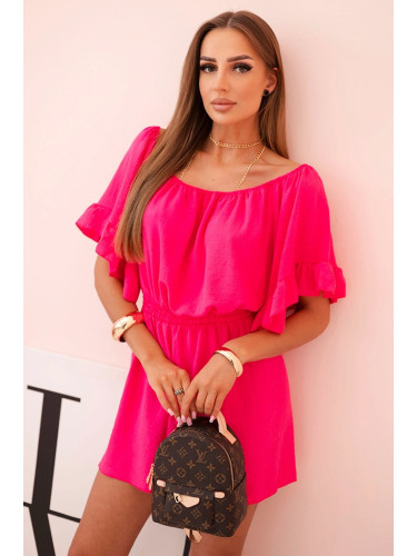 Kesi Women's cotton sleeveless jumpsuit with a tie at the waist ecru