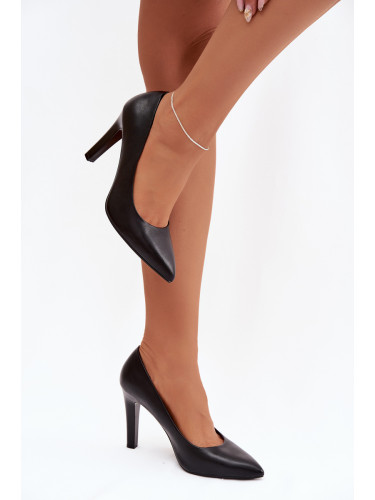 Черни обувки на висок ток Sergio Leone, изработени от екокожа