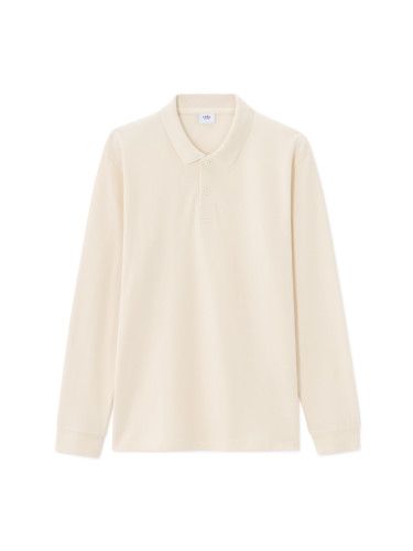 Крем поло риза с дълъг ръкав Celio