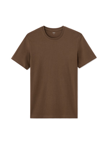 Кафява памучна тениска Celio Tebase