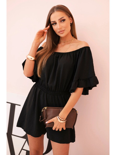 Kesi Women's cotton sleeveless jumpsuit with a tie at the waist ecru