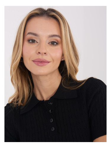 Черен пуловер с къс ръкав