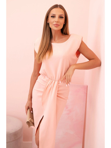 Kesi Women’s cotton ribbed dress with a V-neck and buttons dark mint