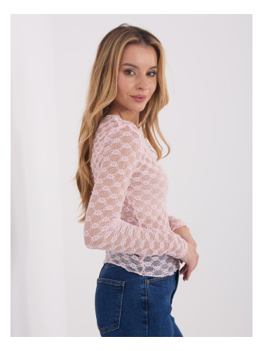 Светло розова дантелена блуза