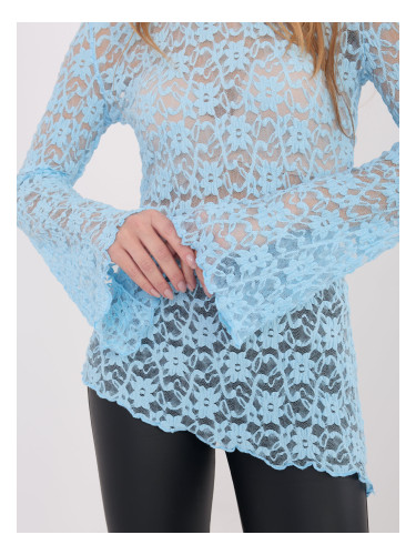 Светлосиня дантелена блуза