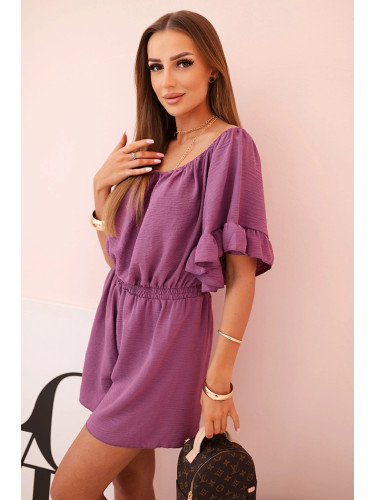 Kesi Women's cotton sleeveless jumpsuit with a tie at the waist ecru