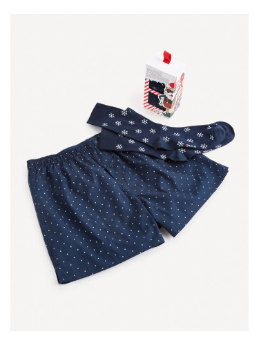 Комплект мъжки шорти и чорапи в тъмносини